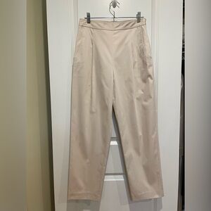 Rebecca Taylor Women's Ecru High Rise Cropped Pleated Pant Size 4 NWOT
